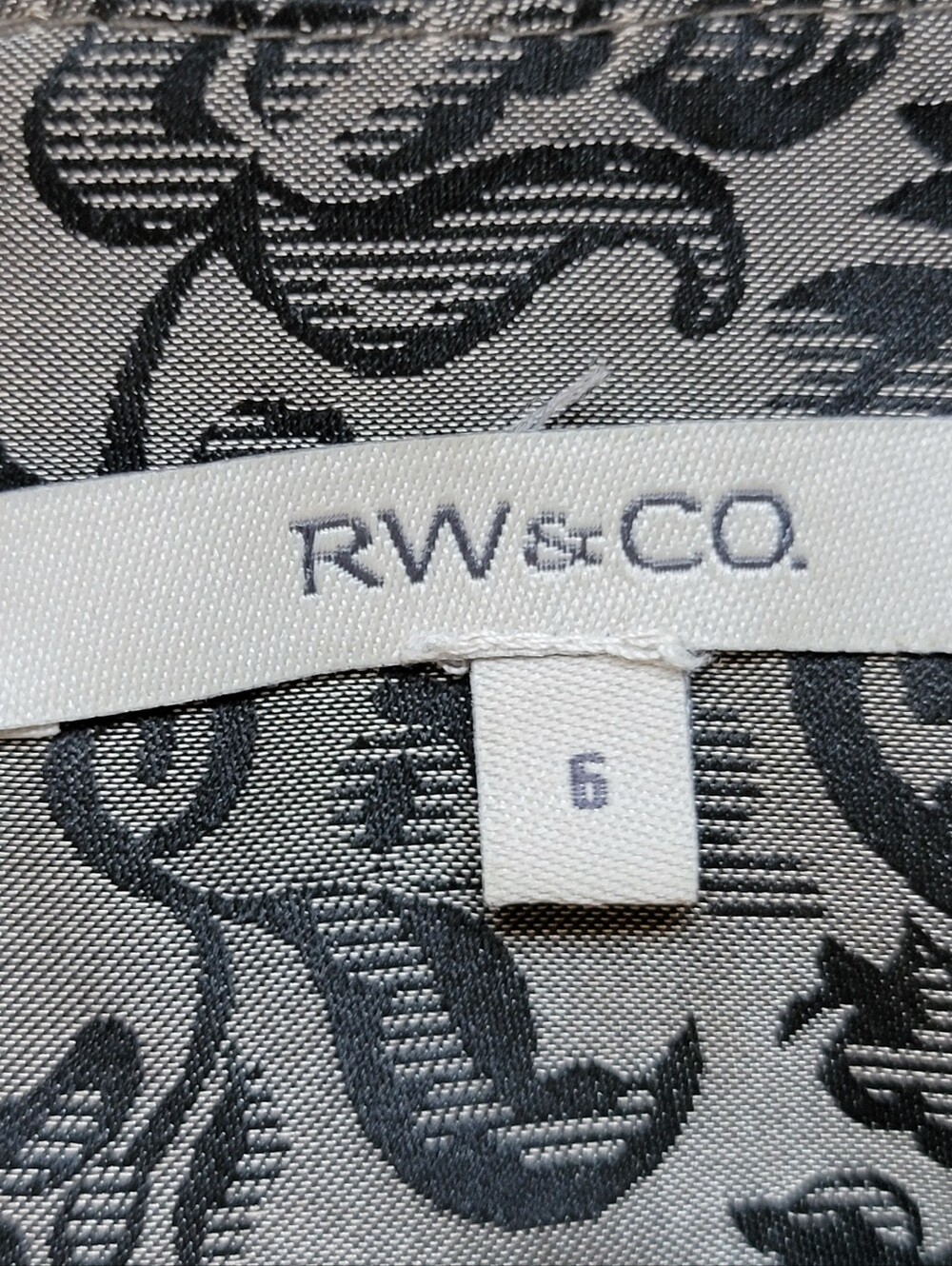 Strapless RW & Co. Brocade A-Line Party Dress with Satin Bow - Taupe & Black - Picture 9 of 13